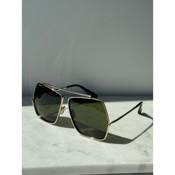 NEW Max Mara MM0006/S Oversized Sunglasses in Gold Green - Picture 5 of 6